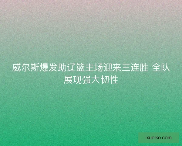威尔斯爆发助辽篮主场迎来三连胜 全队展现强大韧性 威尔斯爆发助辽篮主场迎来三连胜 全队展现强大韧性