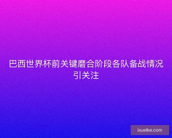 巴西世界杯前关键磨合阶段各队备战情况引关注
